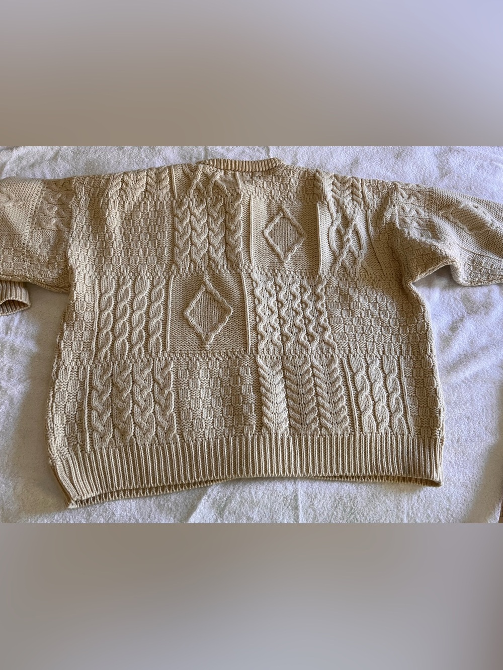 Classic Cream Cable Knit Button-Up Cardigan - Picture 6 of 10